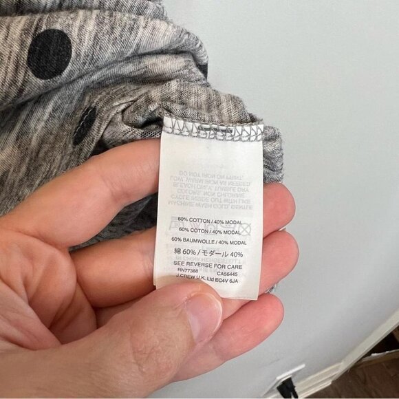 J Crew Womens Size XS Grey Polka Dot Tee Shirt Slub Cotton Blue White Crewneck - Picture 5 of 8